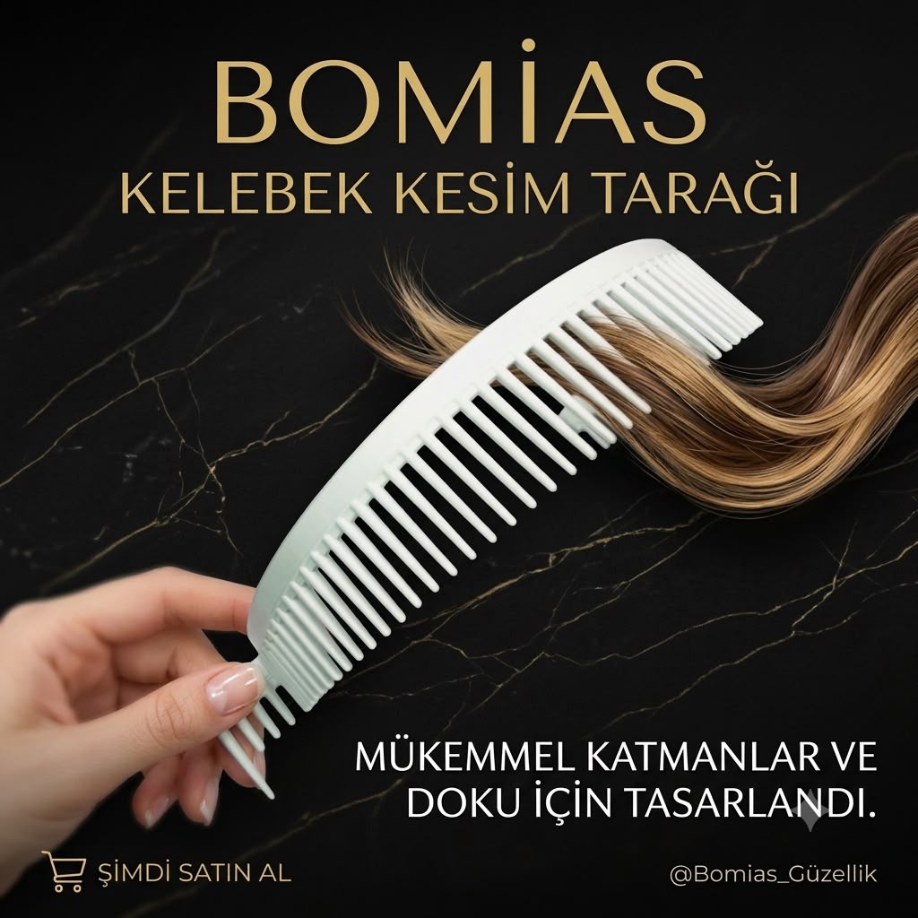 Beyaz Bomias Kelebek Kesim Tarağı, saçta
